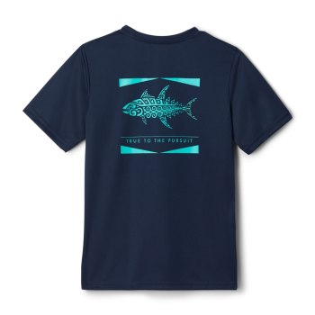 Columbia PFG Offshore Short Sleeve, Camiseta Azul Marino Para Niño | 249761-TZA